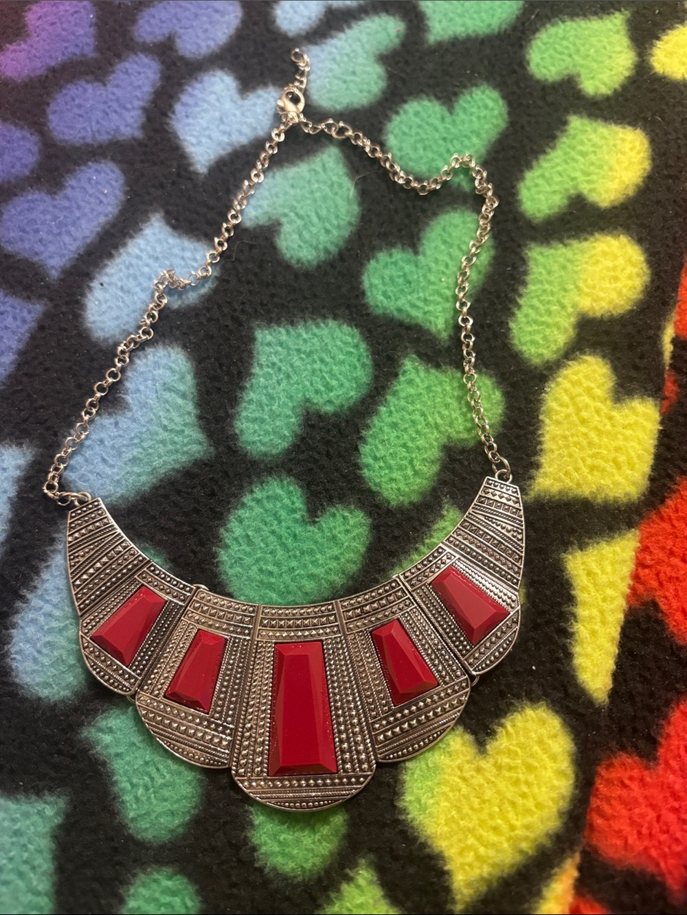 Red Statement Bib Necklace - Women Jewelry
